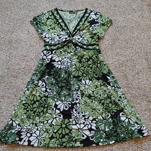 Green and Black Floral Dress